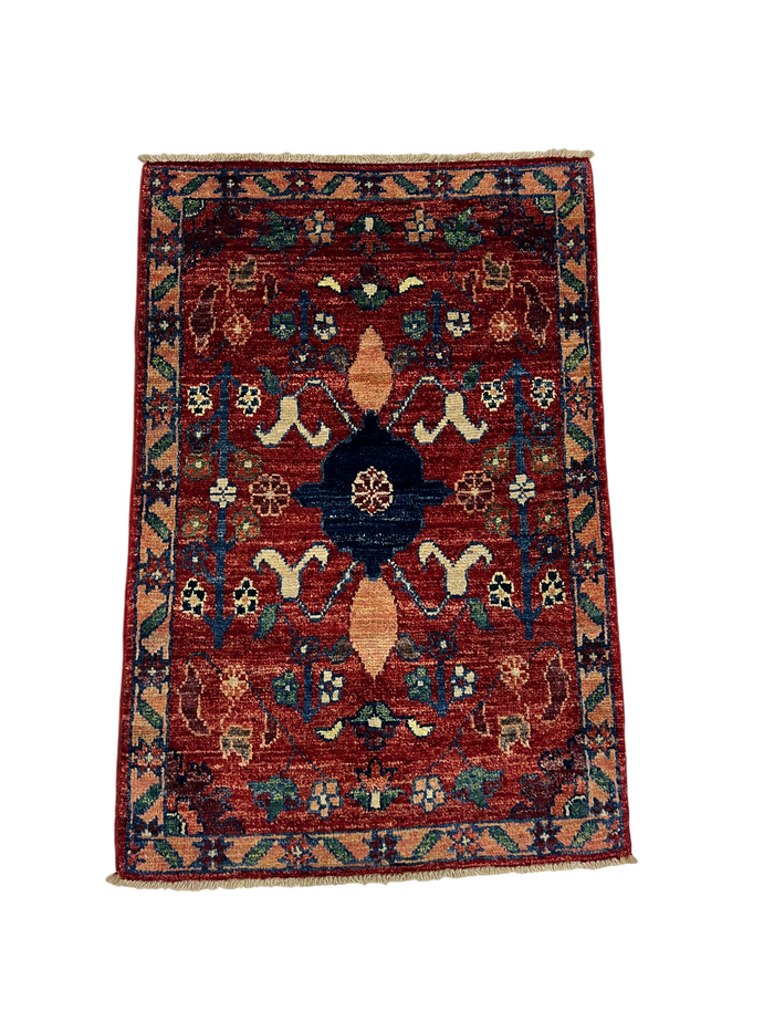 Turkmen-weave sampler rug, wool pile, HSW, Afghan 91x60cm | Rug# 27374