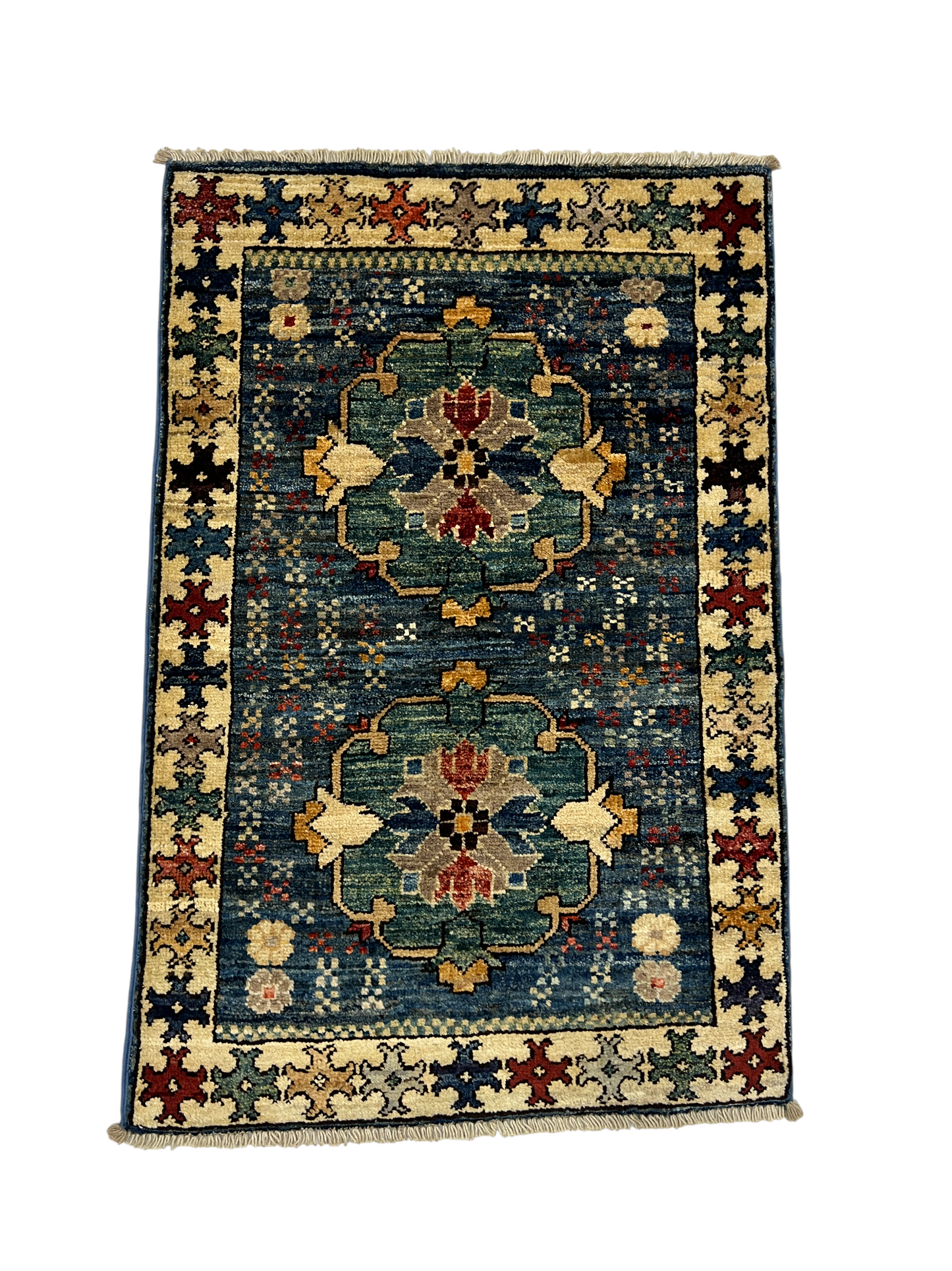 Turkmen-weave sampler rug, wool pile, HSW, Afghan 87x58cm | Rug# 27386