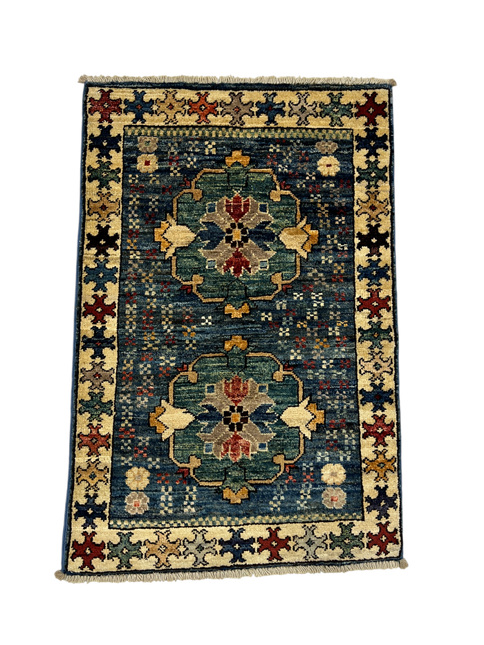 Turkmen-weave sampler rug, wool pile, HSW, Afghan 87x58cm | Rug# 27386