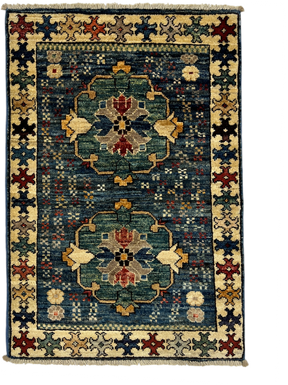 Turkmen-weave sampler rug, wool pile, HSW, Afghan 87x58cm | Rug# 27386