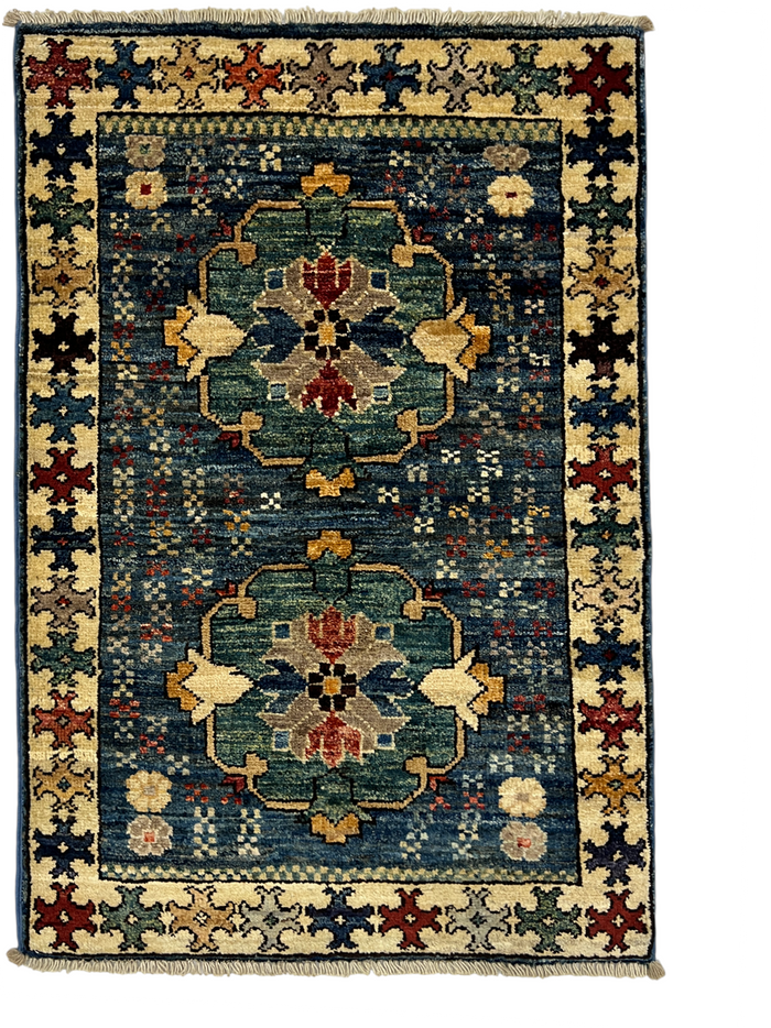 Turkmen-weave sampler rug, wool pile, HSW, Afghan 87x58cm | Rug# 27386