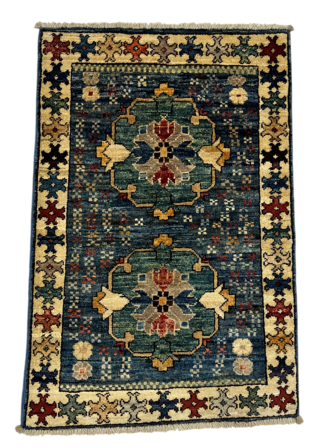 Turkmen-weave sampler rug, wool pile, HSW, Afghan 87x58cm | Rug# 27386
