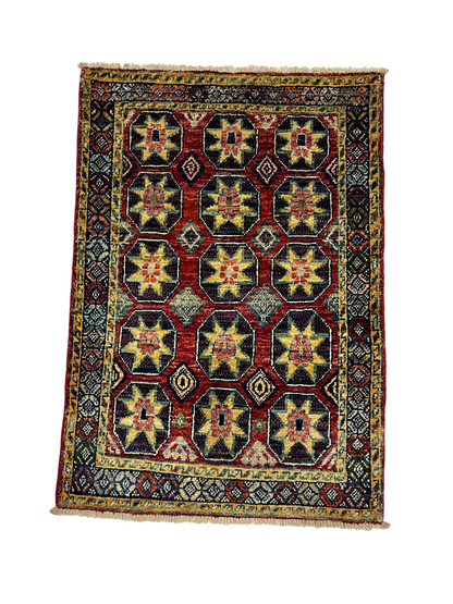 Turkmen-weave sampler rug, wool pile, HSW, Afghan 87x60cm | Rug# 27390