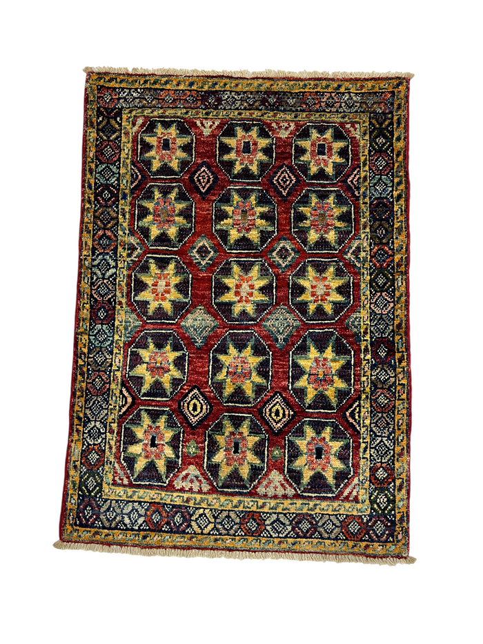 Turkmen-weave sampler rug, wool pile, HSW, Afghan 87x60cm | Rug# 27390