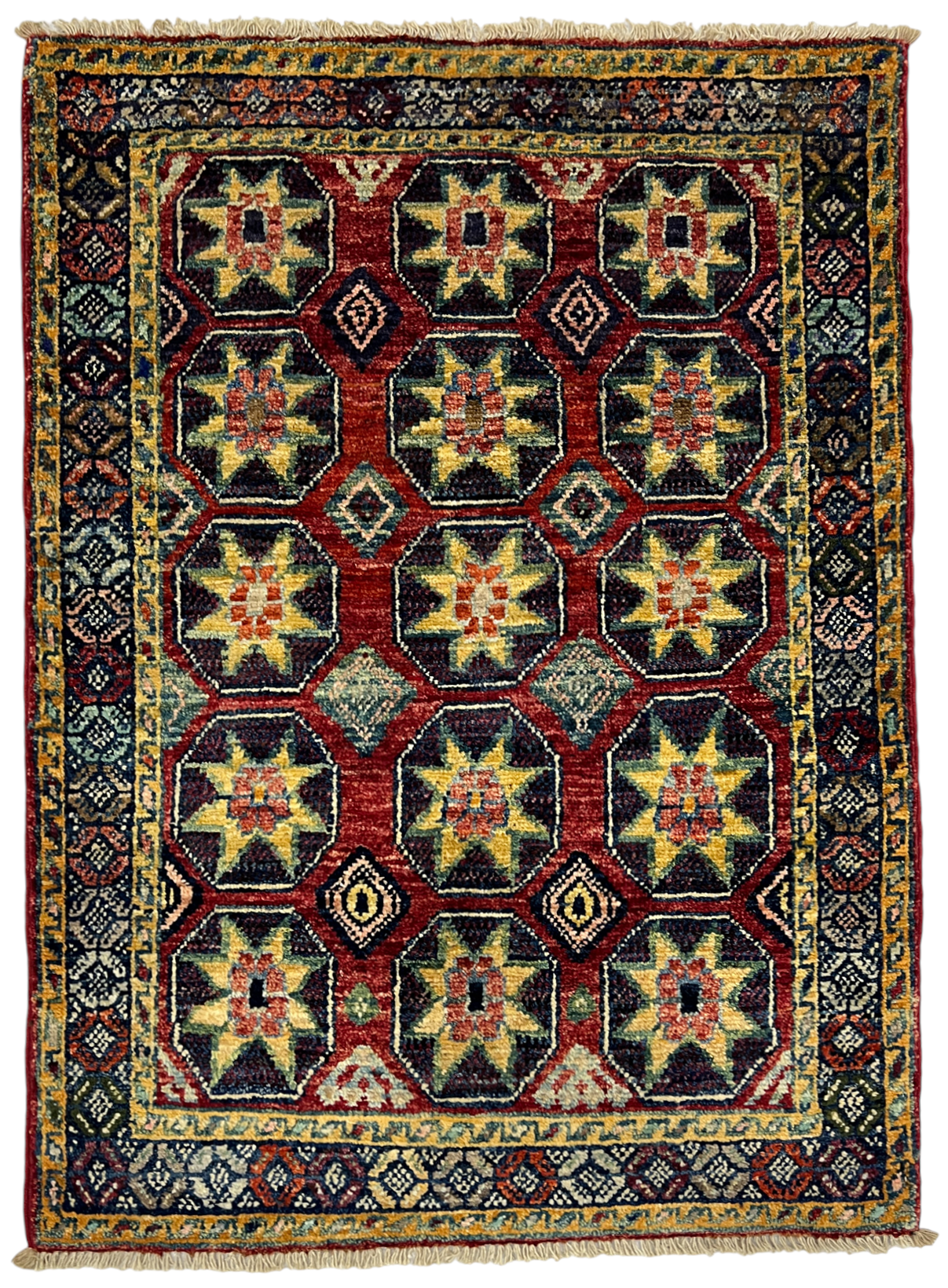 Turkmen-weave sampler rug, wool pile, HSW, Afghan 87x60cm | Rug# 27390