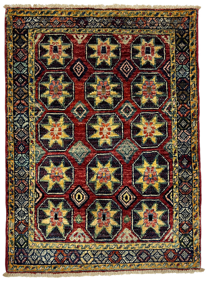 Turkmen-weave sampler rug, wool pile, HSW, Afghan 87x60cm | Rug# 27390