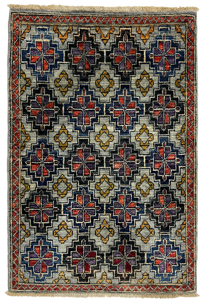 Turkmen-weave sampler rug, wool pile, HSW, Afghan 95x60cm | Rug# 27393
