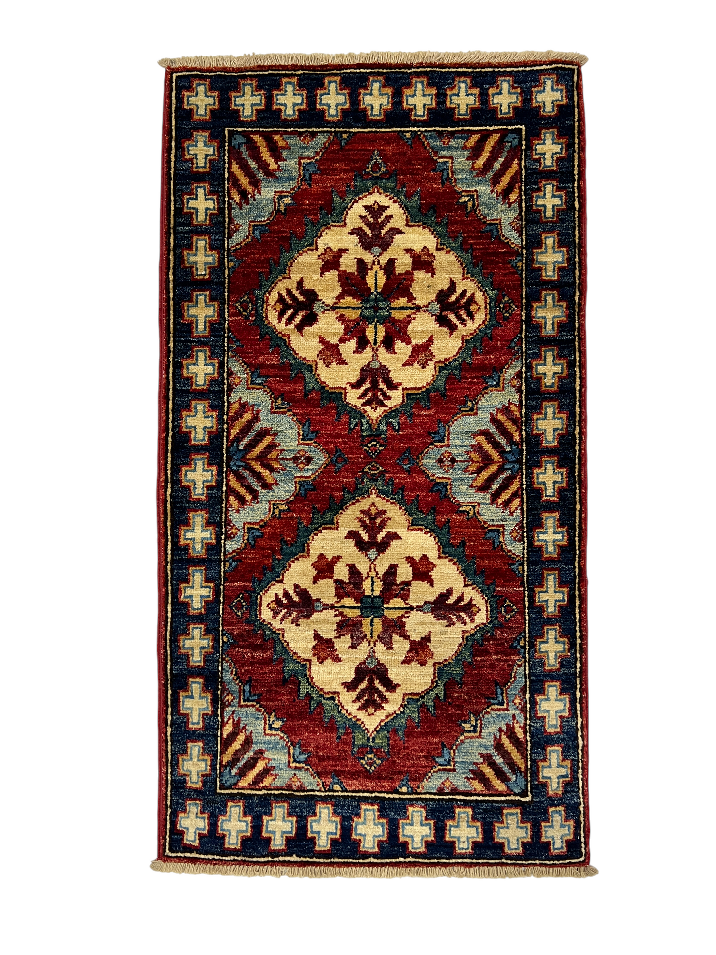 Turkmen-weave sampler rug, wool pile, HSW, Afghan 100x53cm | Rug# 27405