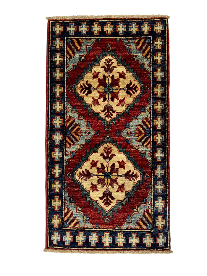 Turkmen-weave sampler rug, wool pile, HSW, Afghan 100x53cm | Rug# 27405