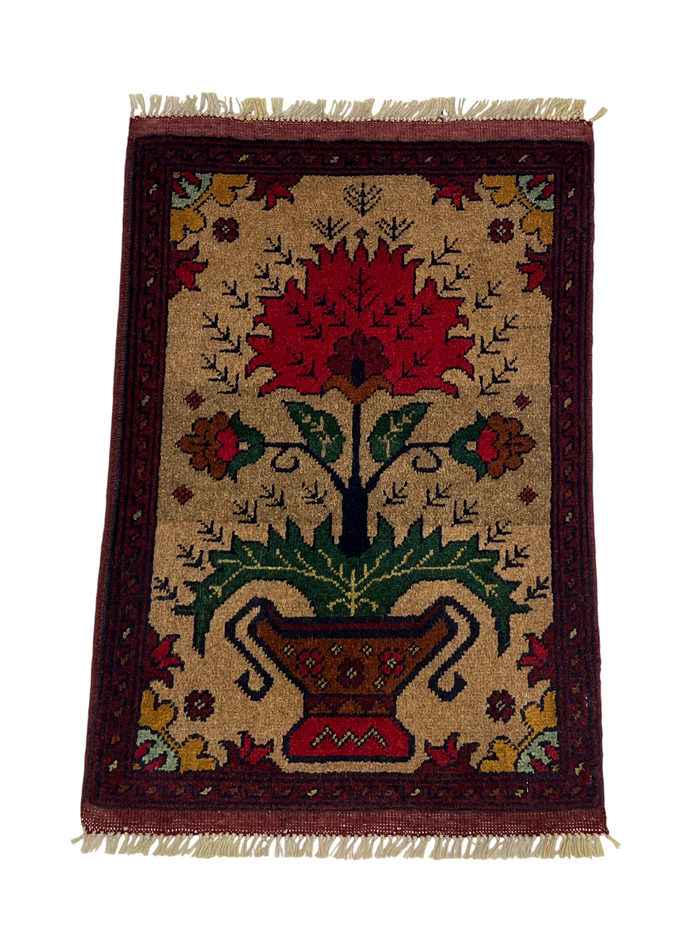 Turkmen sampler rug, wool pile, Afghan 60x40cm | Rug# 27358