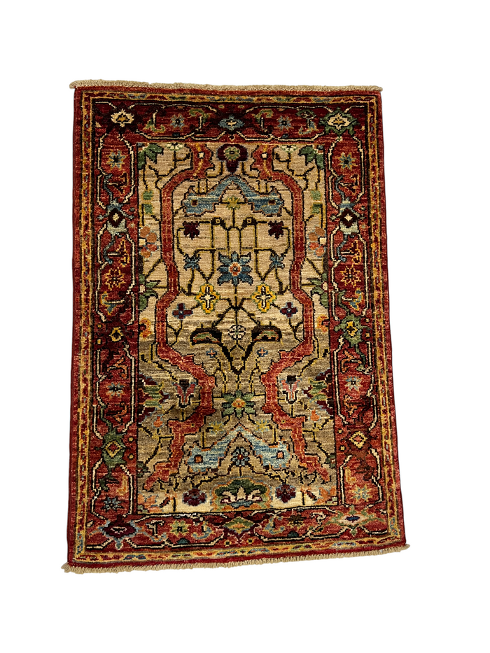 Turkmen-weave sampler rug, wool pile, HSW, Afghan 85x57cm | Rug# 27384