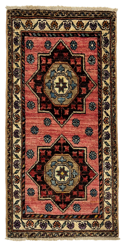 Turkmen-weave sampler rug, wool pile, HSW, Afghan 96x50cm | Rug# 27392