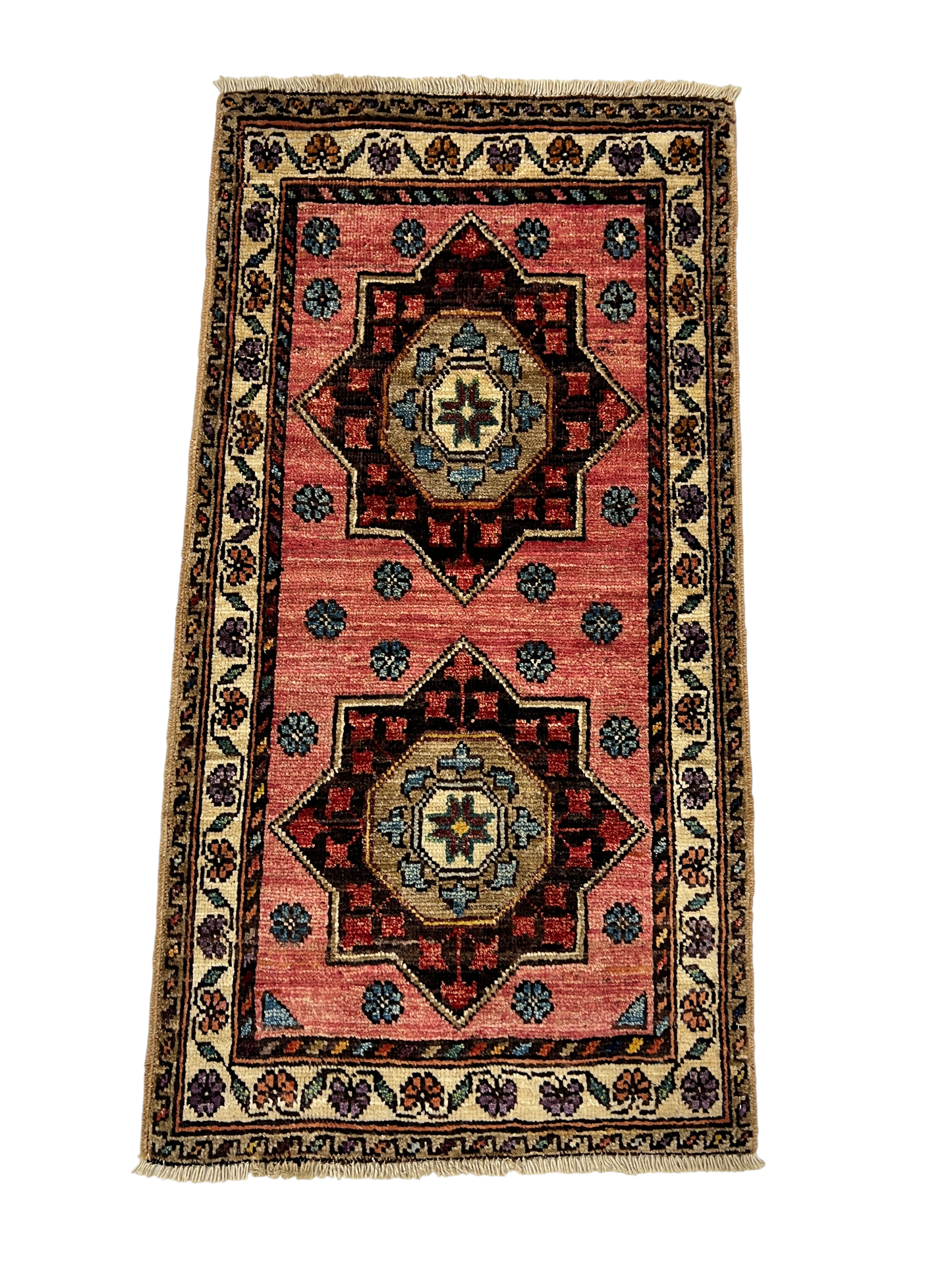 Turkmen-weave sampler rug, wool pile, HSW, Afghan 96x50cm | Rug# 27392