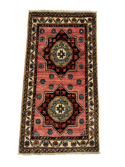 Turkmen-weave sampler rug, wool pile, HSW, Afghan 96x50cm | Rug# 27392