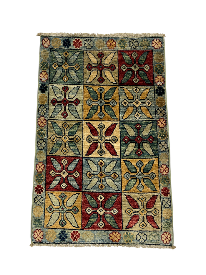 Turkmen-weave sampler rug, wool pile, HSW, Afghan 87x54cm | Rug# 27400