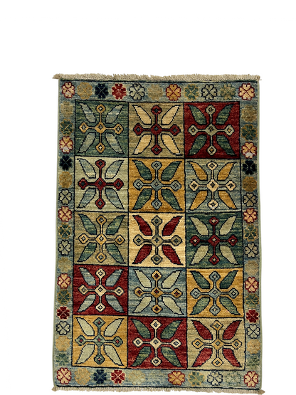 Turkmen-weave sampler rug, wool pile, HSW, Afghan 87x54cm | Rug# 27400