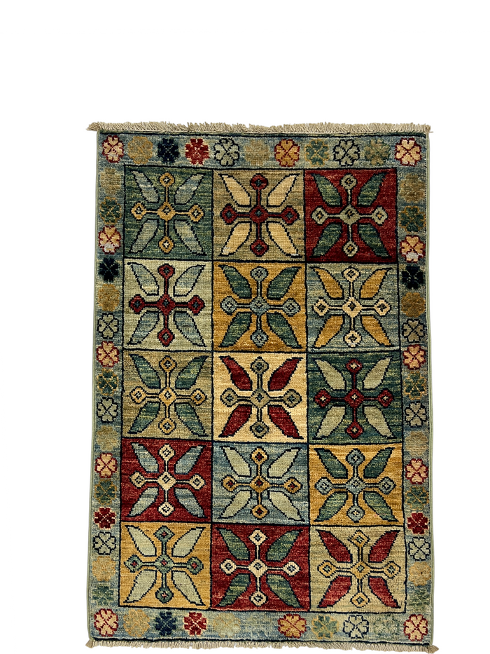 Turkmen-weave sampler rug, wool pile, HSW, Afghan 87x54cm | Rug# 27400