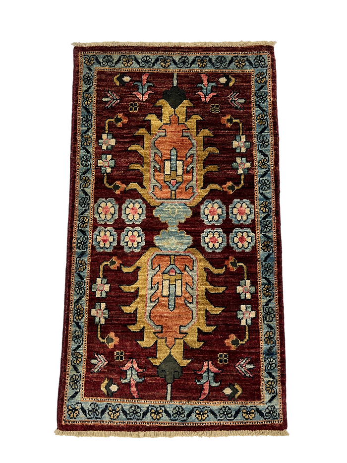 Turkmen-weave sampler rug, wool pile, HSW, Afghan 100x55cm | Rug# 27399