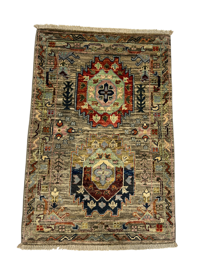 Turkmen-weave sampler rug, wool pile, HSW, Afghan 90x59cm | Rug# 27370