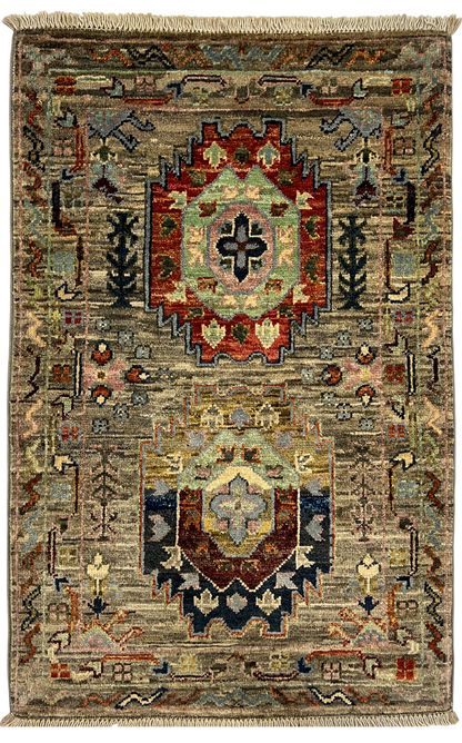 Turkmen-weave sampler rug, wool pile, HSW, Afghan 90x59cm | Rug# 27370