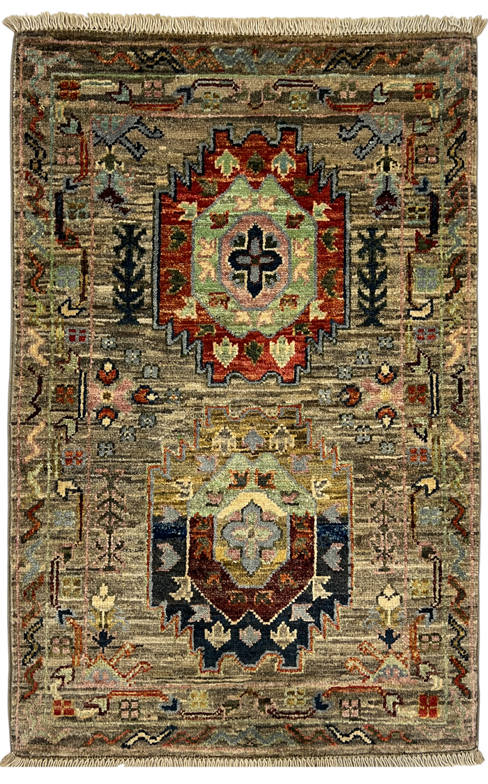 Turkmen-weave sampler rug, wool pile, HSW, Afghan 90x59cm | Rug# 27370