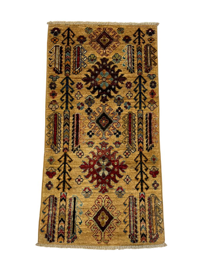 Turkmen-weave sampler rug, wool pile, HSW, Afghan 97x50cm | Rug# 27382