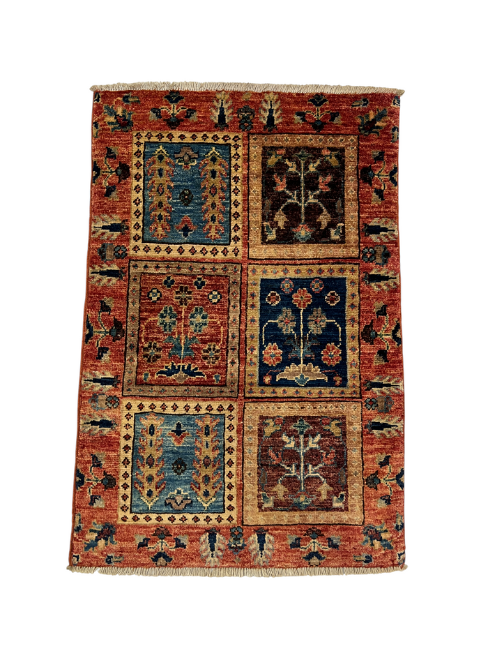 Turkmen-weave sampler rug, wool pile, HSW, Afghan 85x57cm | Rug# 27383