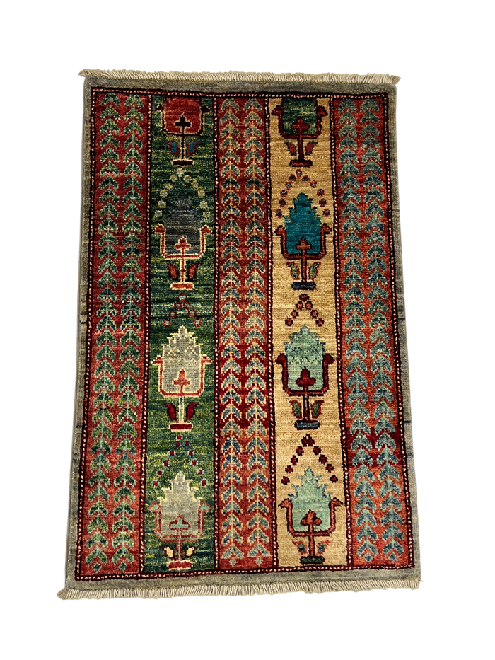 Turkmen-weave sampler rug, wool pile, HSW, Afghan 89x57cm | Rug# 27385