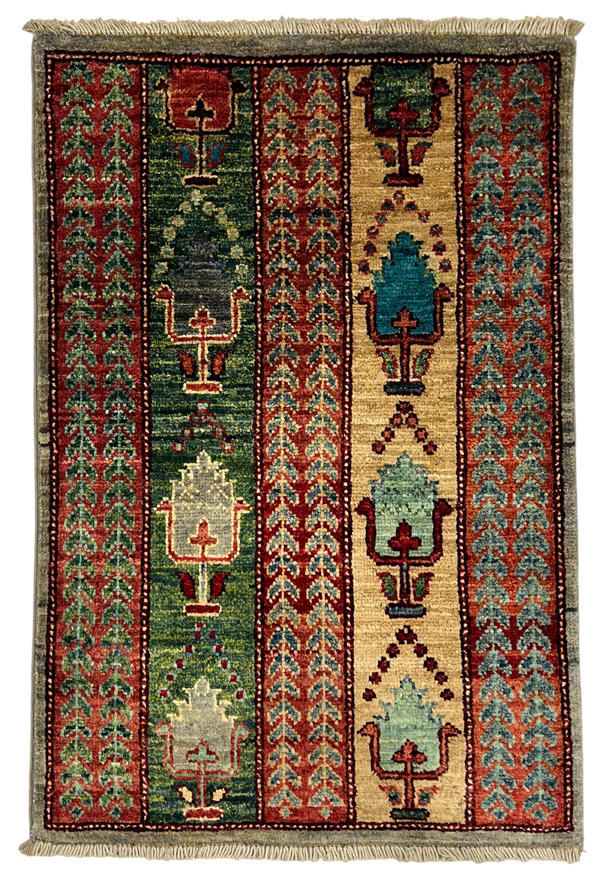 Turkmen-weave sampler rug, wool pile, HSW, Afghan 89x57cm | Rug# 27385