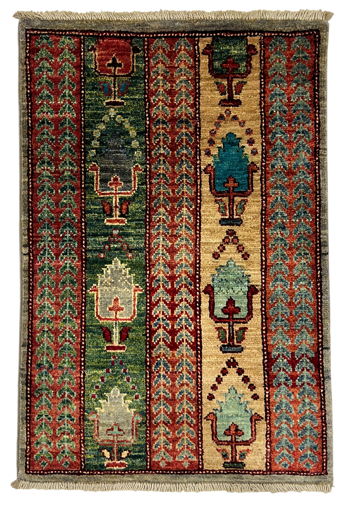 Turkmen-weave sampler rug, wool pile, HSW, Afghan 89x57cm | Rug# 27385