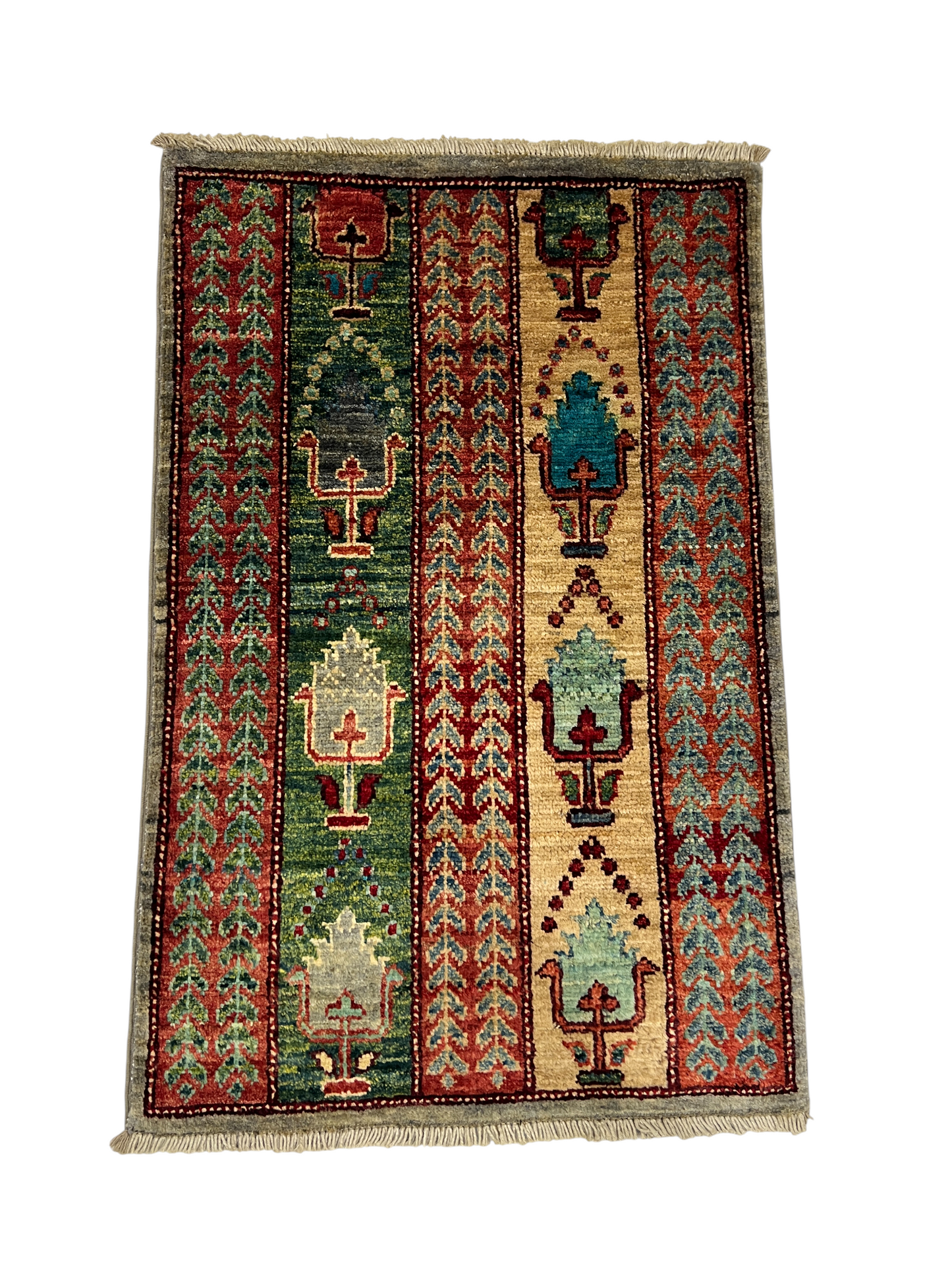 Turkmen-weave sampler rug, wool pile, HSW, Afghan 89x57cm | Rug# 27385