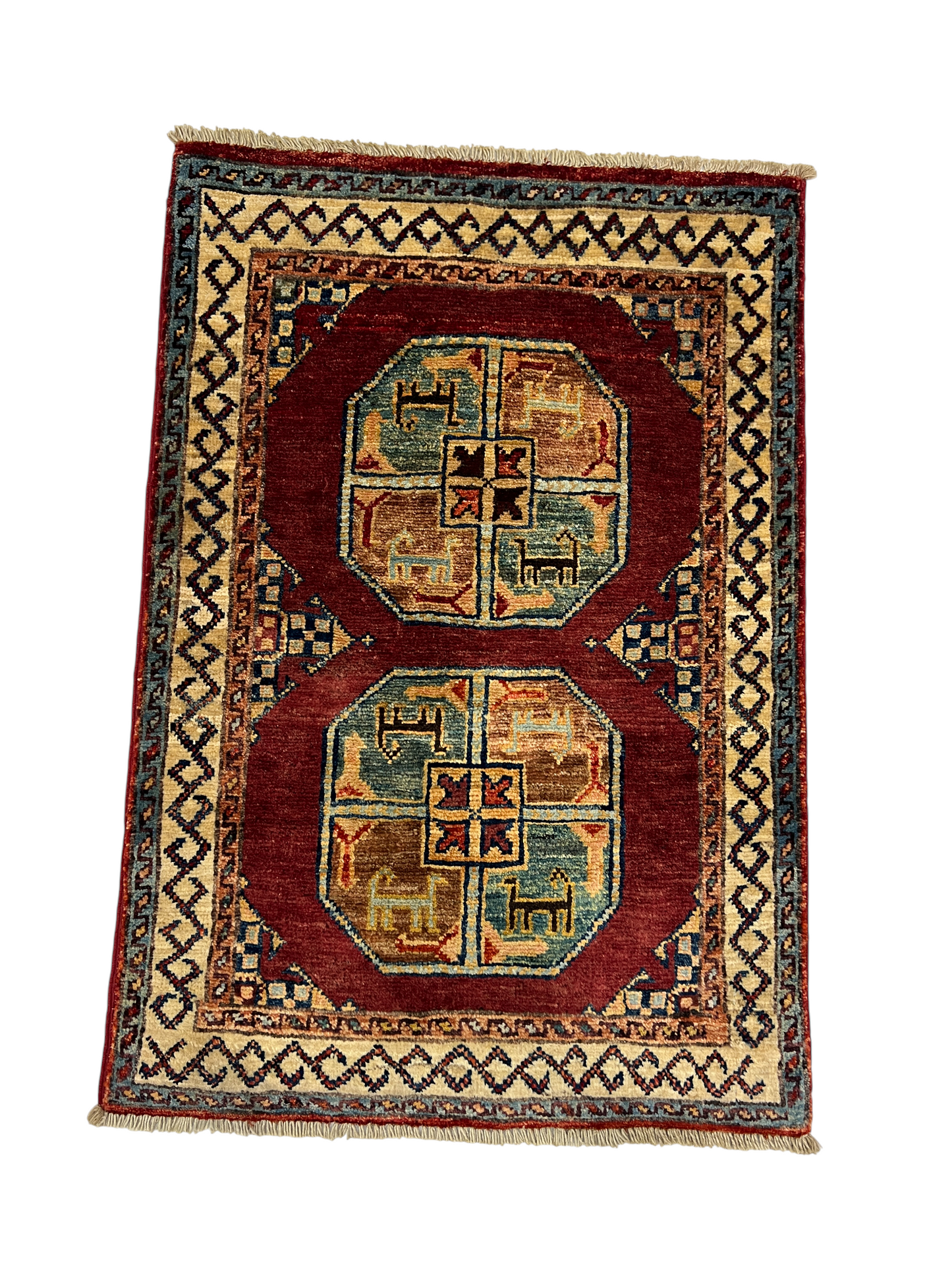 Turkmen-weave sampler rug, wool pile, HSW, Afghan 85x58cm | Rug# 27387