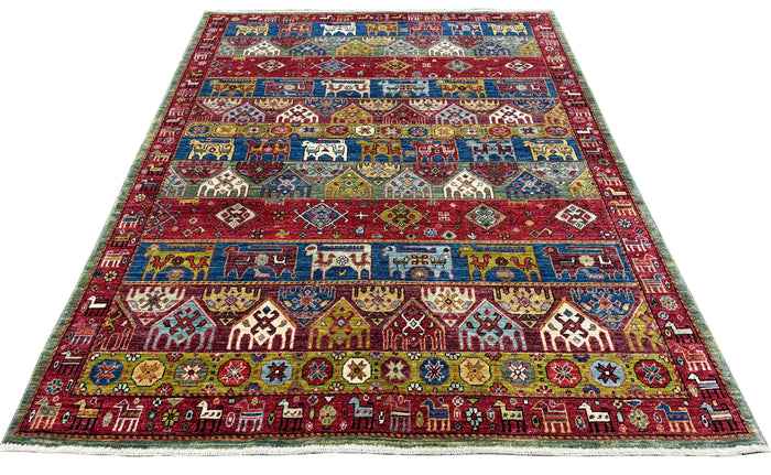 Custom-Made Turkmen weave Afghan, woven in Mazar-Sharif 243x173cm | Rug# 27512