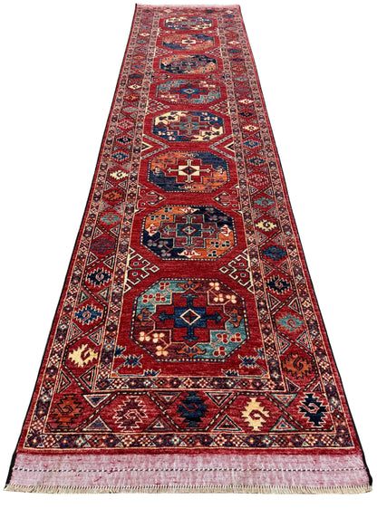 Custom-Made Ersari-Turkmen weave, woven in Khiva-Uzbekistan 341x82cm | Rug# 27514