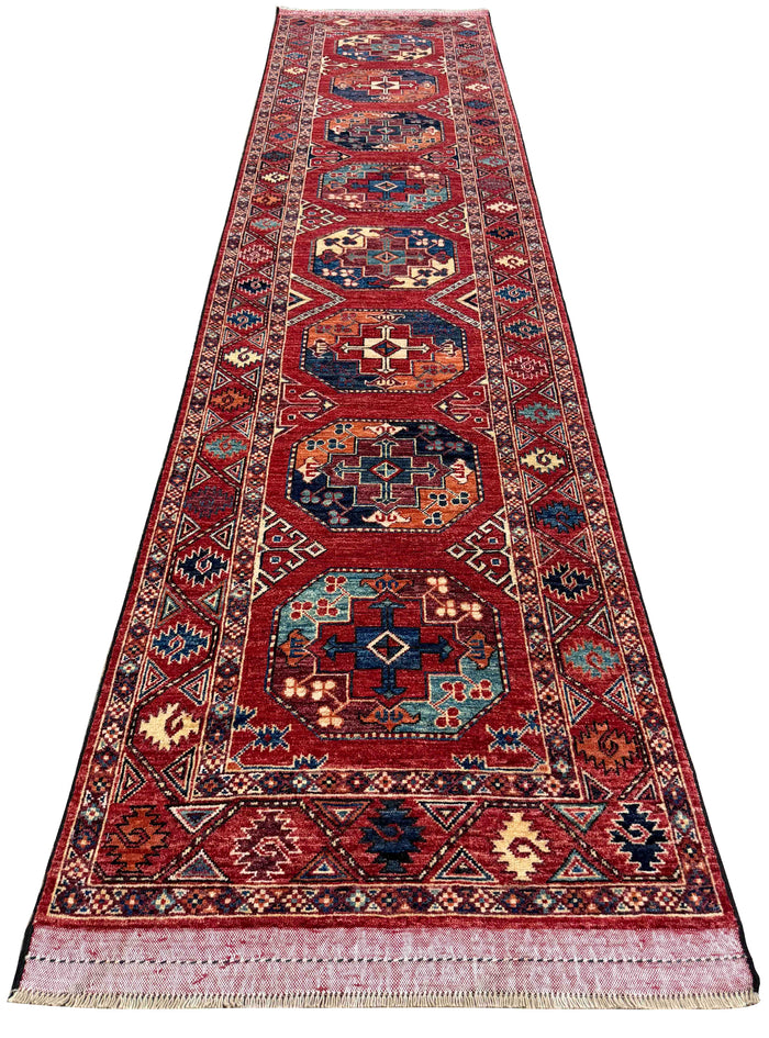 Custom-Made Ersari-Turkmen weave, woven in Khiva-Uzbekistan 341x82cm | Rug# 27514