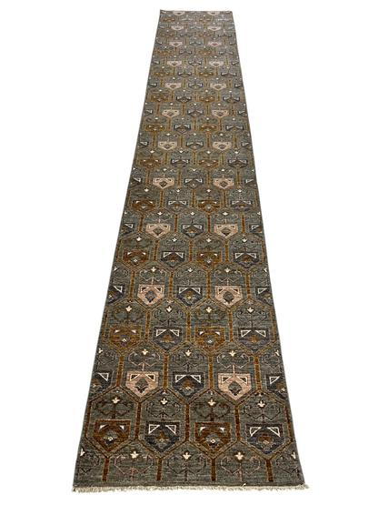 Custom-made modern designer rug, woven in Peshawar 606x96 cm | Rug# 27501