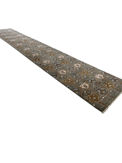 Custom-made modern designer rug, woven in Peshawar 606x96 cm | Rug# 27501
