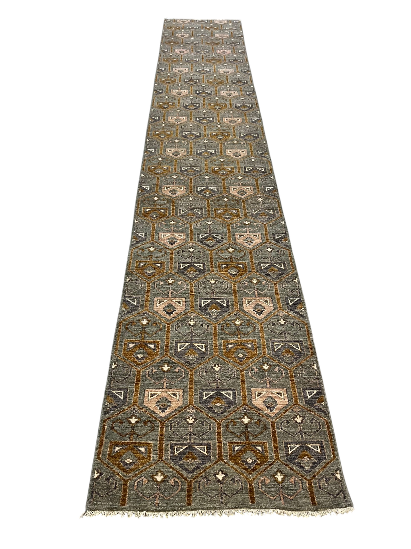 Custom-made modern designer rug, woven in Peshawar 606x92 cm | Rug# 27502