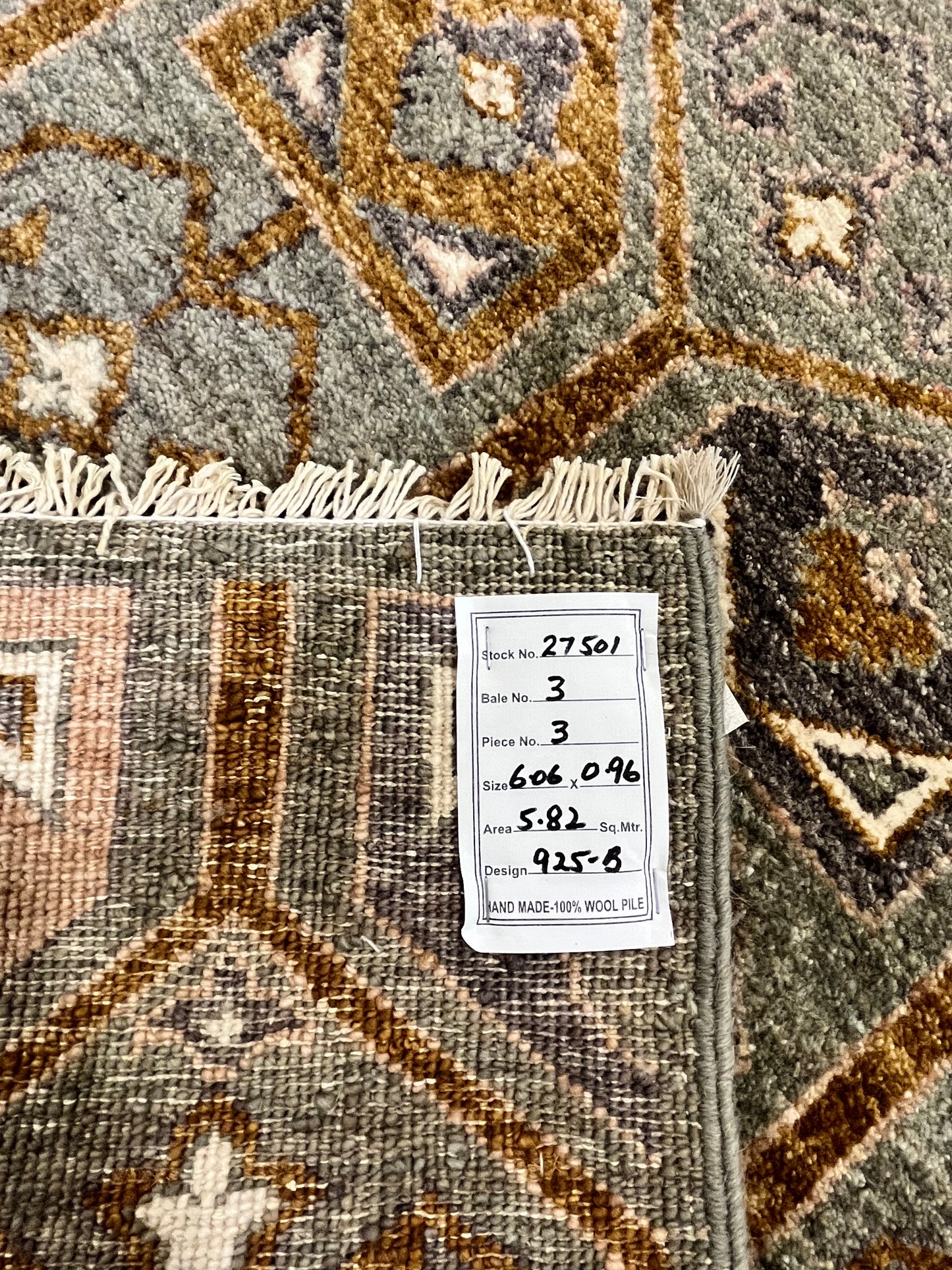 Custom-made modern designer rug, woven in Peshawar 606x96 cm | Rug# 27501