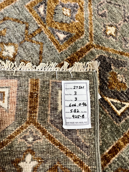 Custom-made modern designer rug, woven in Peshawar 606x96 cm | Rug# 27501