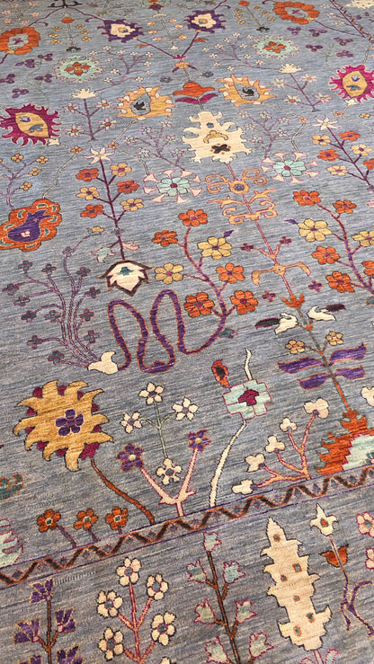 Custom-Made Afghan Tree-of-Life Rug, 355x272 cm | Rug# 27169