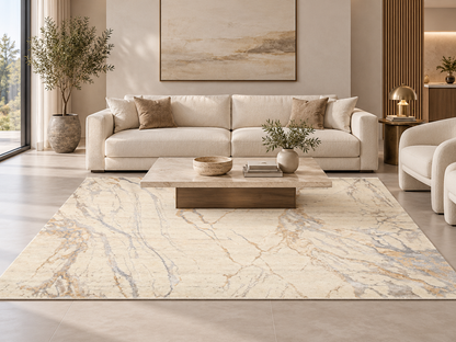 Hand-Knotted Modern Abstract Wool and Silk Rug 245x171 cm | Rug# 32634