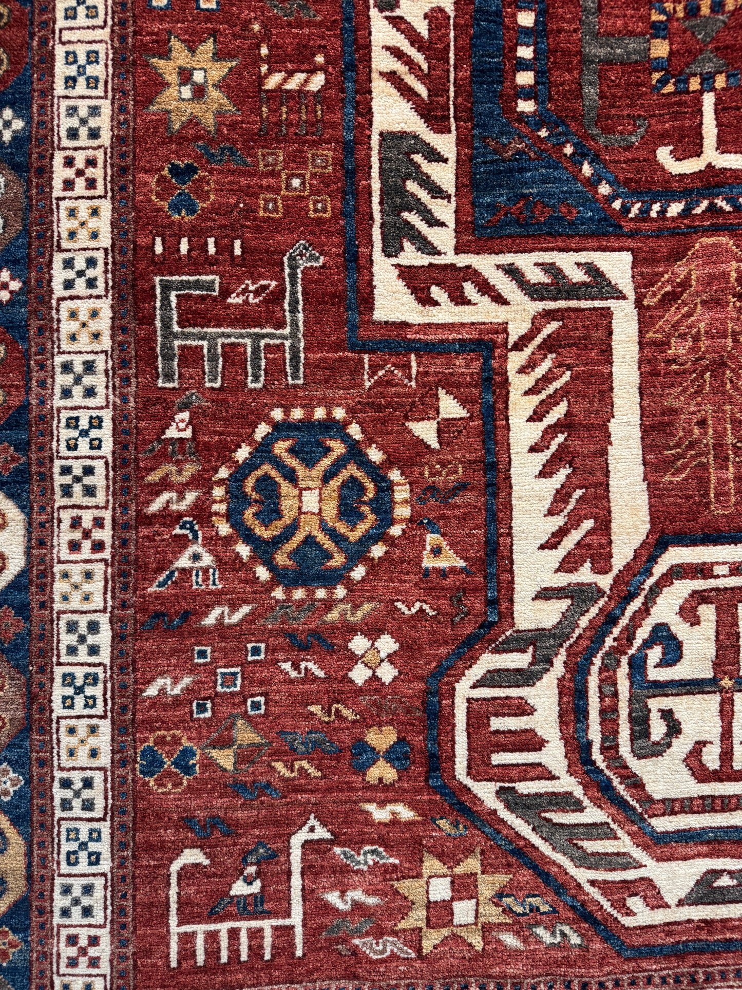 Afghan Turkaman Weave, 19th century Kazak design 230x166cm | Rug# 26480