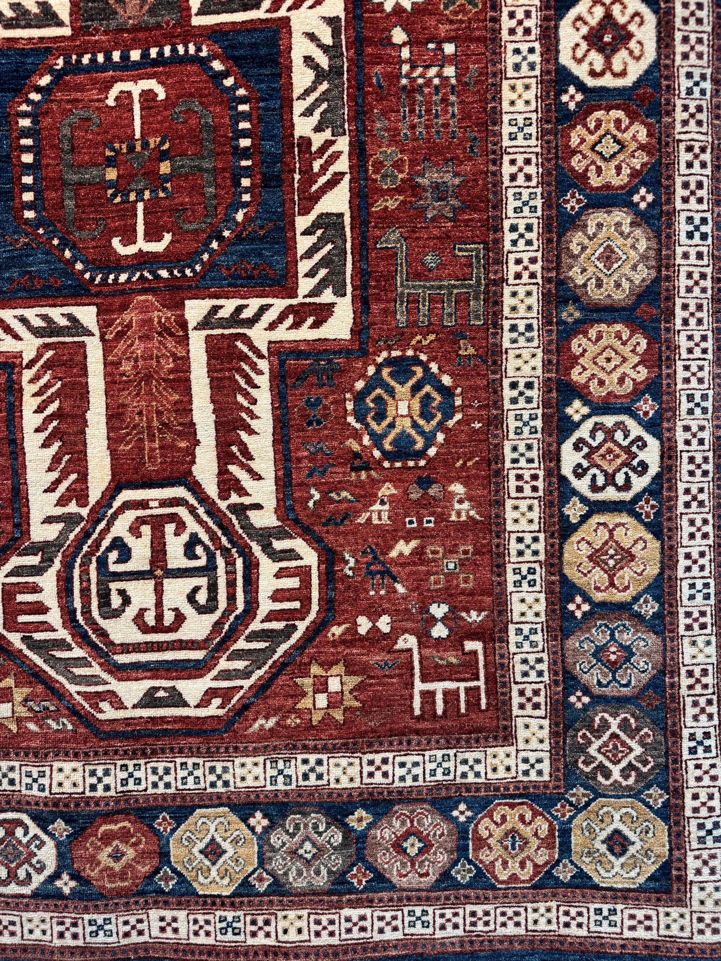 Afghan Turkaman Weave, 19th century Kazak design 230x166cm | Rug# 26480