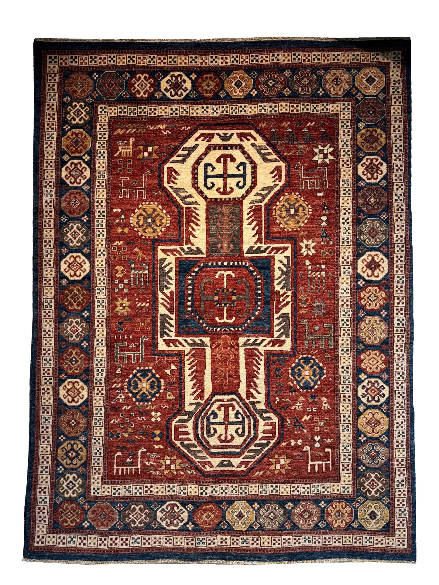 Afghan Turkaman Weave, 19th century Kazak design 230x166cm | Rug# 26480