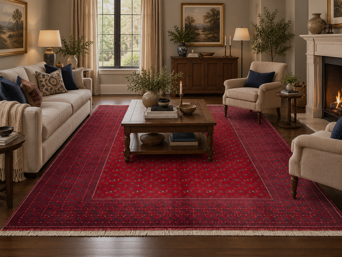 Vintage Superfine Afghan Kondooz Rug 342x247 cm | Rug#B1002