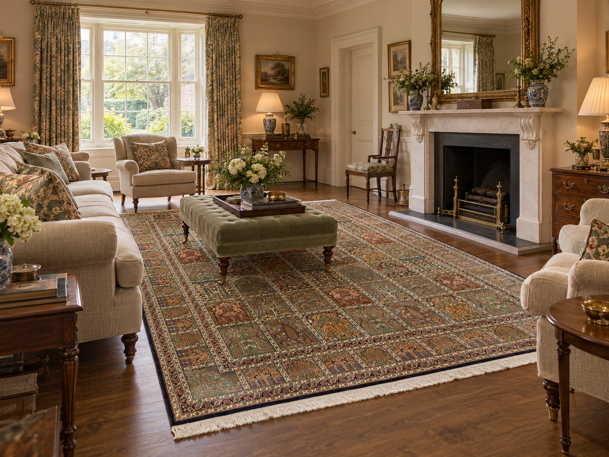Pure Silk Kashmir Persian Garden Rug 345x244 cm | Rug# 32171