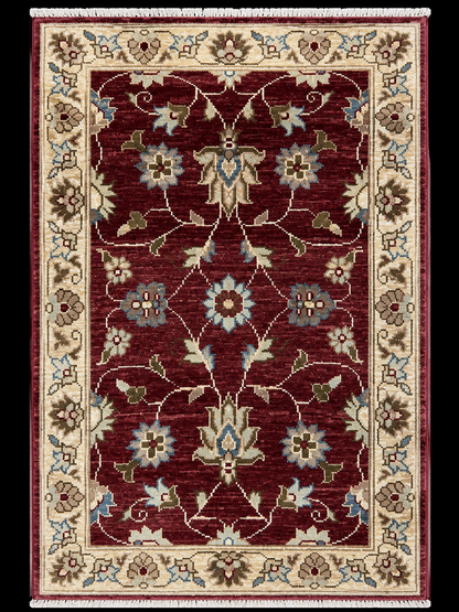 Hand-Knotted Traditional Floral Rug 90x60cm | Rug# 26251 ( better photos)