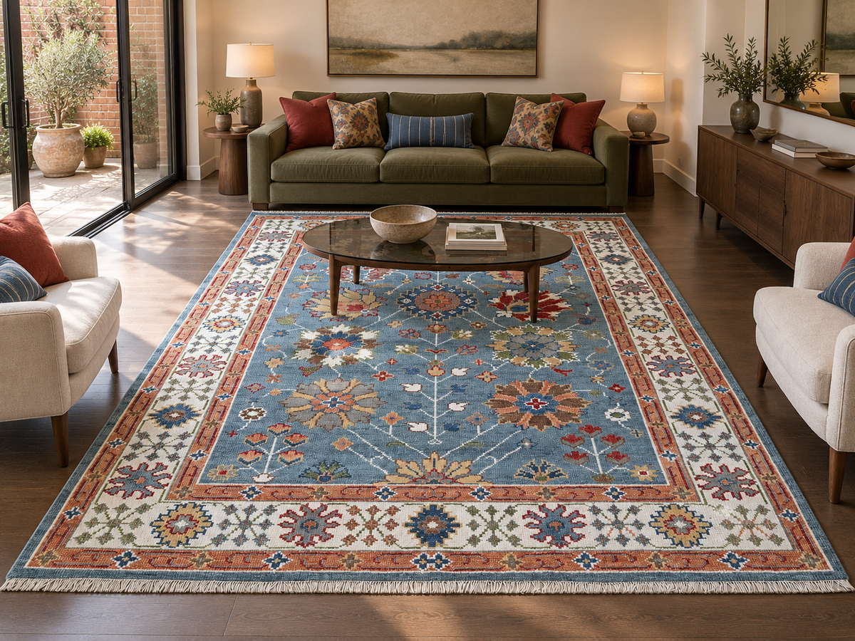 Hand-Knotted Agra Oushak Design Rug 304x232 cm | Rug# 32689