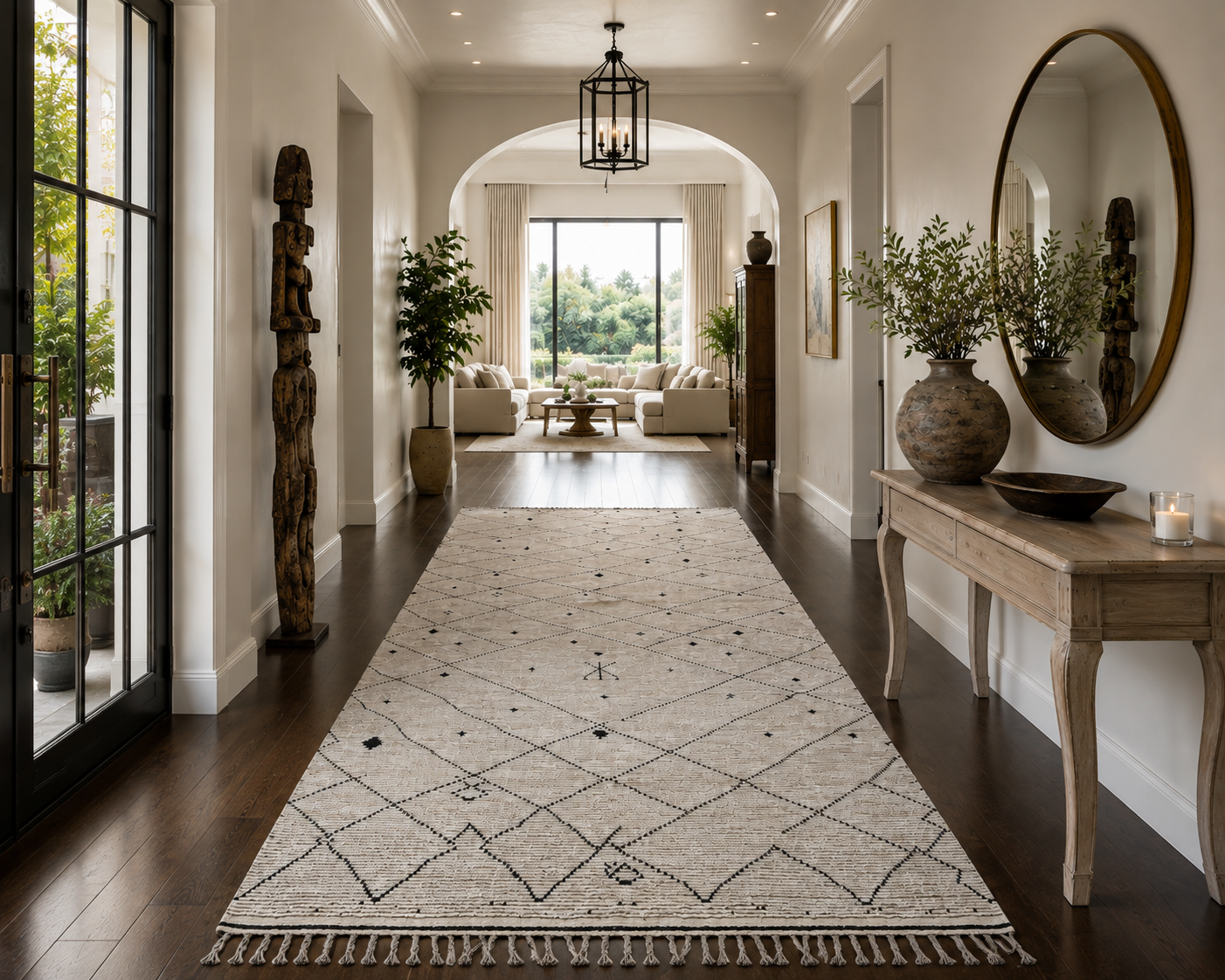 Hand-Woven Moroccan-Inspired Tulu Rug 391x185cm | Rug# 26701